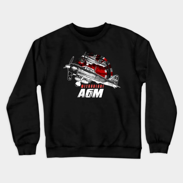 Mitsubishi A6M Japaness vintage war plane Crewneck Sweatshirt by aeroloversclothing